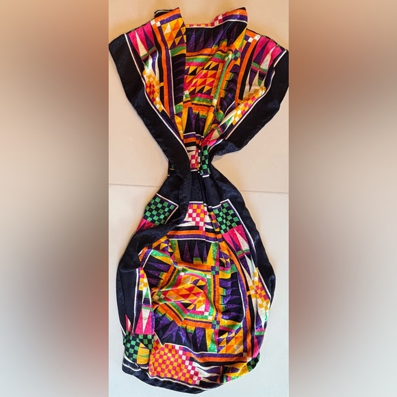 VINTAGE DAVID BROWN CALIFORNIA 70s 80s Bright Geometric Muumuu Kaftan Tunic - Picture 2 of 16